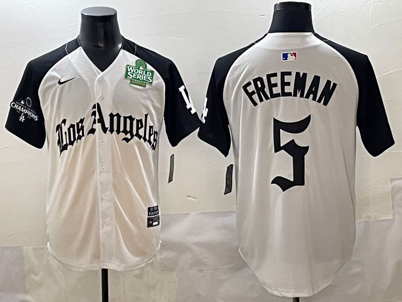 Men 2025 Los Angeles Dodgers #5 Freeman White black Five generations Joint Name Nike MLB Jersey style 5268